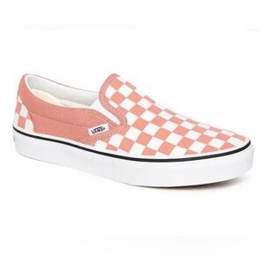 Vans Asher Rose Dawn & White Checkered Slip-on Classic Sneakers 7.5 Women’s